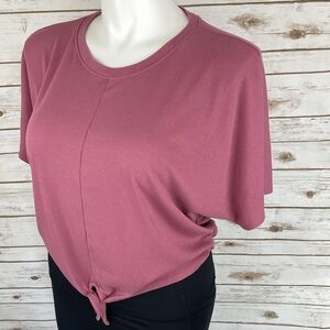 Old Navy Active Rose Pink Tie Front Ribbed Tee Top